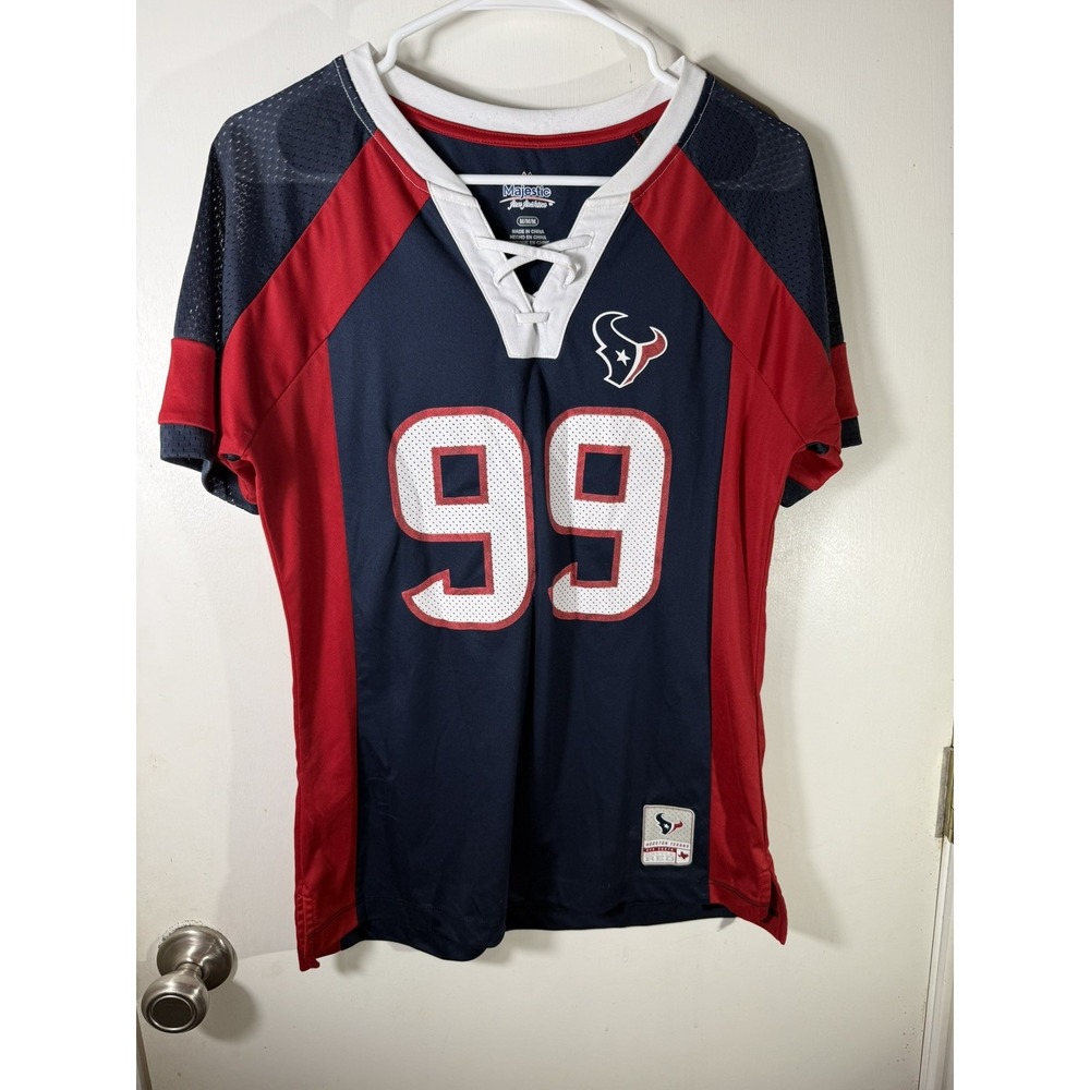 Houston Texans Jersey Women's Medium Blue Majestic JJ Watt Football #99 NFL